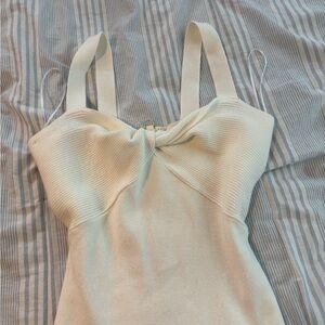 Cream Sleeveless Knit Top